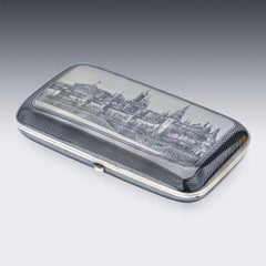 19th Century Russian Solid Silver & Niello Cigarette Case, Moscow, c.1877