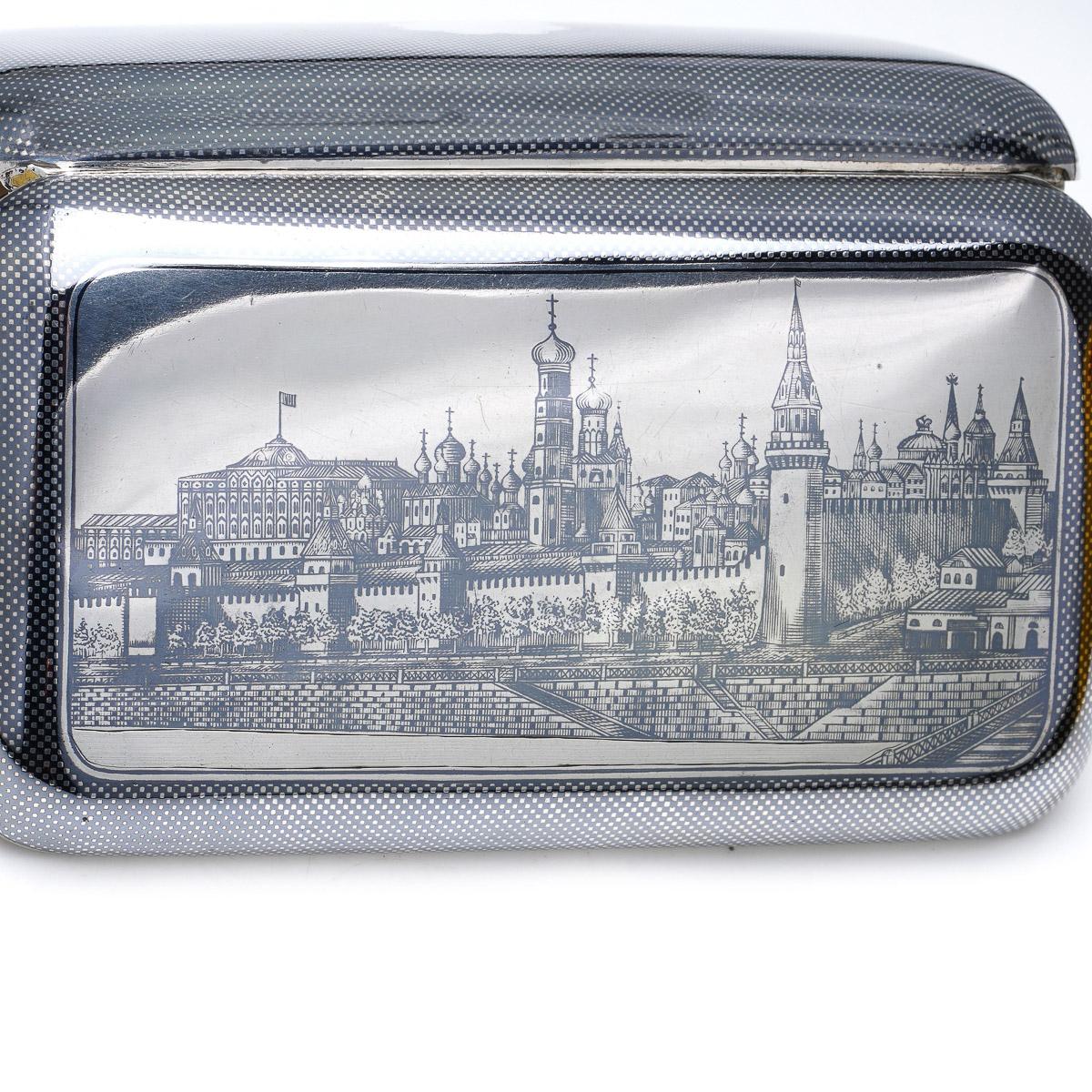 19th Century Russian Solid Silver & Niello Cigarette Case, Moscow, c.1877 3