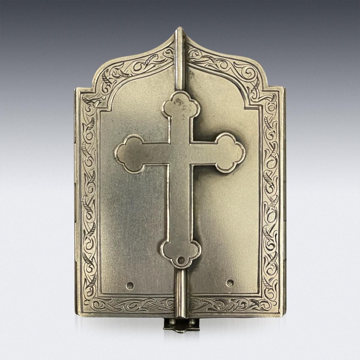 19th Century Russian Solid Silver & Tryptic Traveling Icon, circa 1890 2