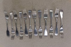 19th Century Russian Sterling Silver Uniplat Cutlery, Imperial Bicephal Eagle