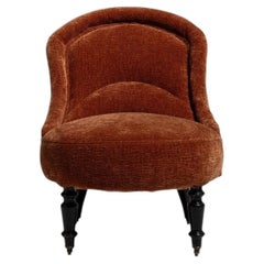 19th Century Rust Wood Napoleon III Upholstered Armchair