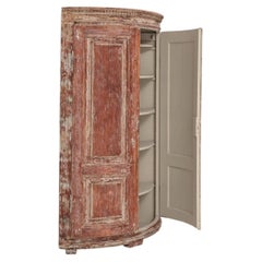 19th Century Rust Wood Red Patinated Corner Cabinet