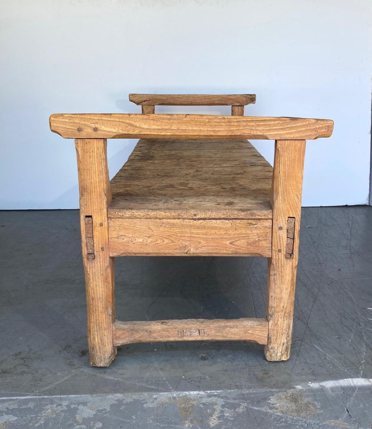 19th Century Rustic Bench In Distressed Condition For Sale In Pomona, CA