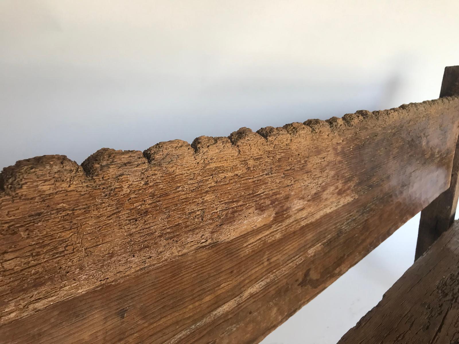 19th Century Rustic Bench with Scalloped Back 6