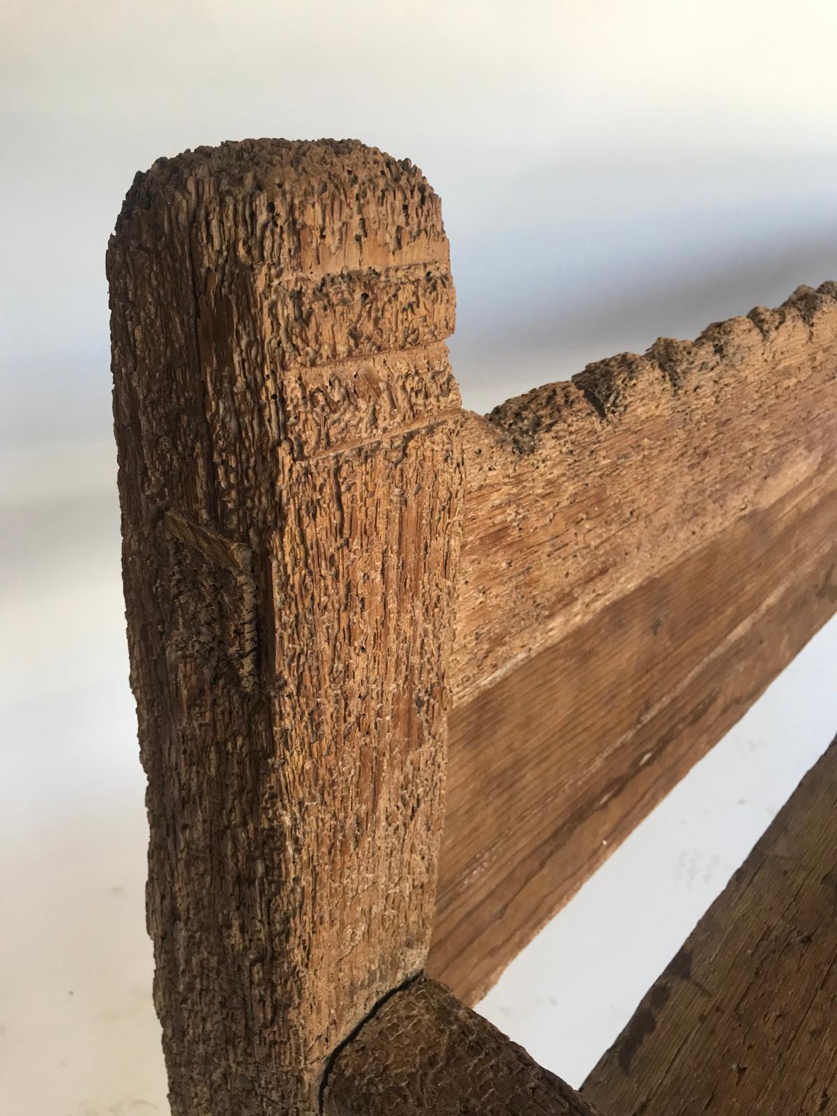 19th Century Rustic Bench with Scalloped Back 7