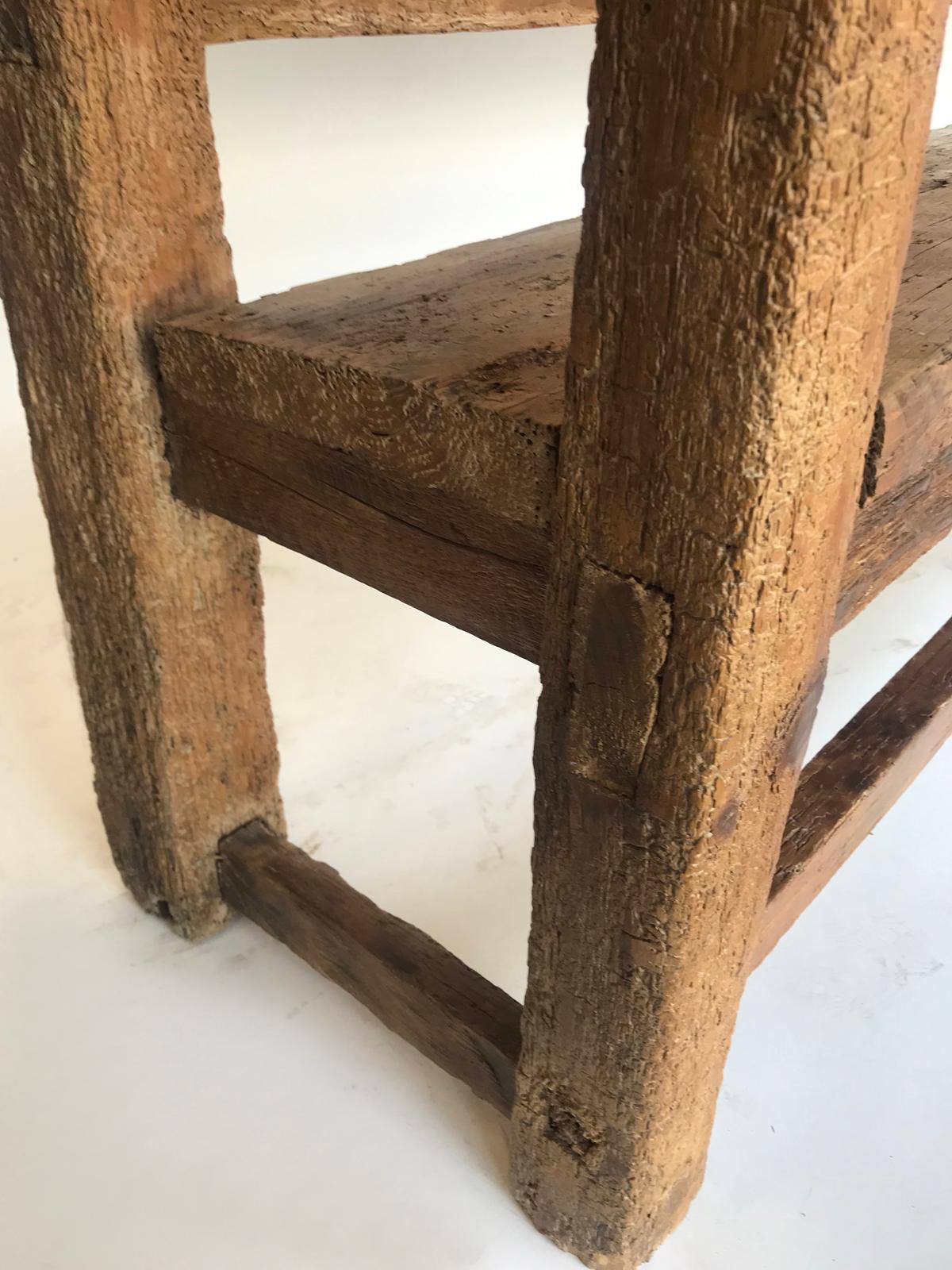 19th Century Rustic Bench with Scalloped Back In Good Condition In Los Angeles, CA