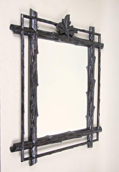 19th Century Rustic Black Forest Mirror, Hand Carved, Austria, circa 1880