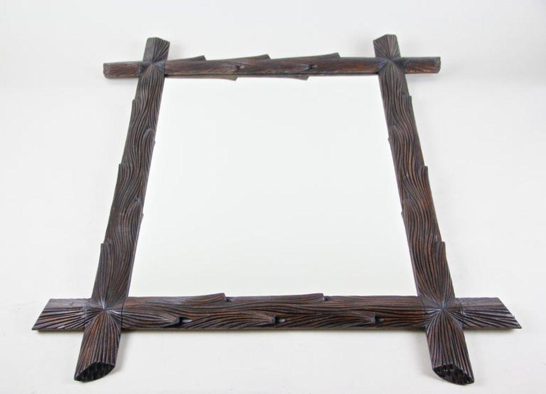 Miroir rustique du 19e siècle de Black Forest, sculpté à la main, Autriche vers 1890 en vente 6