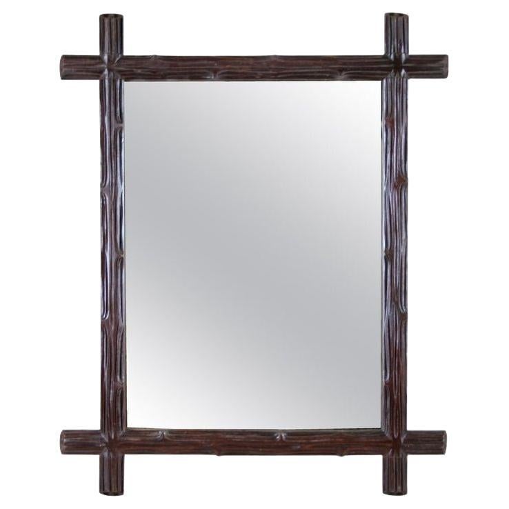 19th Century Rustic Black Forest Mirror - Hand Carved, Austria circa 1890