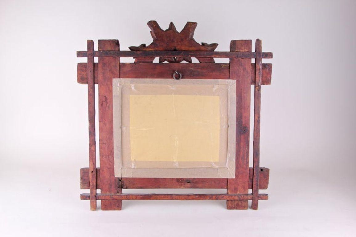 19th Century Rustic Black Forest Mirror, Hand Carved, Germany, circa 1880 For Sale 6