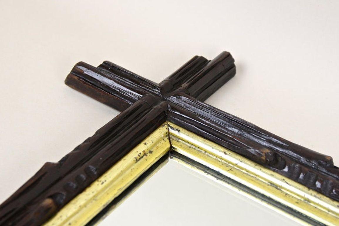 Specchio rustico Black Forest del XIX secolo con barre interne dorate, AT, circa 1880 in vendita 6