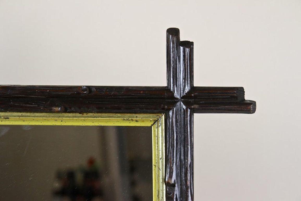 Specchio rustico Black Forest del XIX secolo con barre interne dorate, AT, circa 1880 in vendita 1