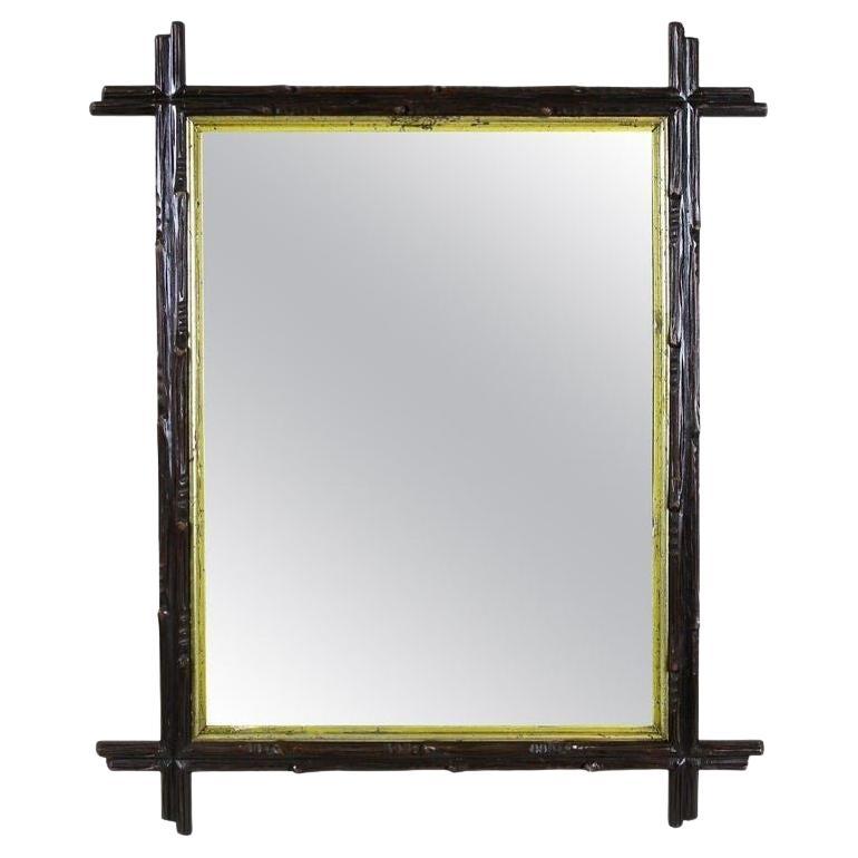 Specchio rustico Black Forest del XIX secolo con barre interne dorate, AT, circa 1880 in vendita