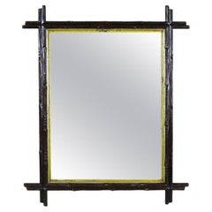 Espejo rústico Black Forest del siglo XIX con barras interiores doradas, AT, hacia 1880