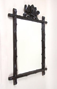 19th Century Rustic Black Forest Mirror With Oak Leaves/ Acorns, AT ca. 1870