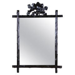 19th Century Rustic Black Forest Mirror With Oak Leaves/ Acorns, AT ca. 1870