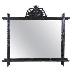 19th Century Rustic Black Forest Mirror With Oak Leaves, Austria circa 1870