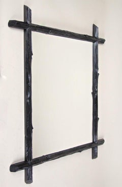 19th Century Rustic Black Forest Wall Mirror, Basswood, Austria circa 1880