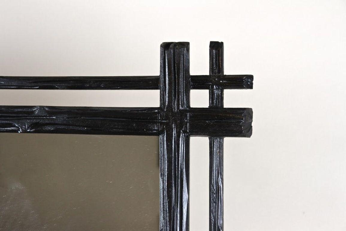 Intagliato a mano Specchio da parete rustico Black Forest del XIX secolo, con doppia cornice, AT circa 1880 in vendita