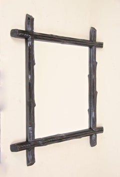 19th Century Rustic Black Forest Wall Mirror - Hand Carved, Austria, circa 1880