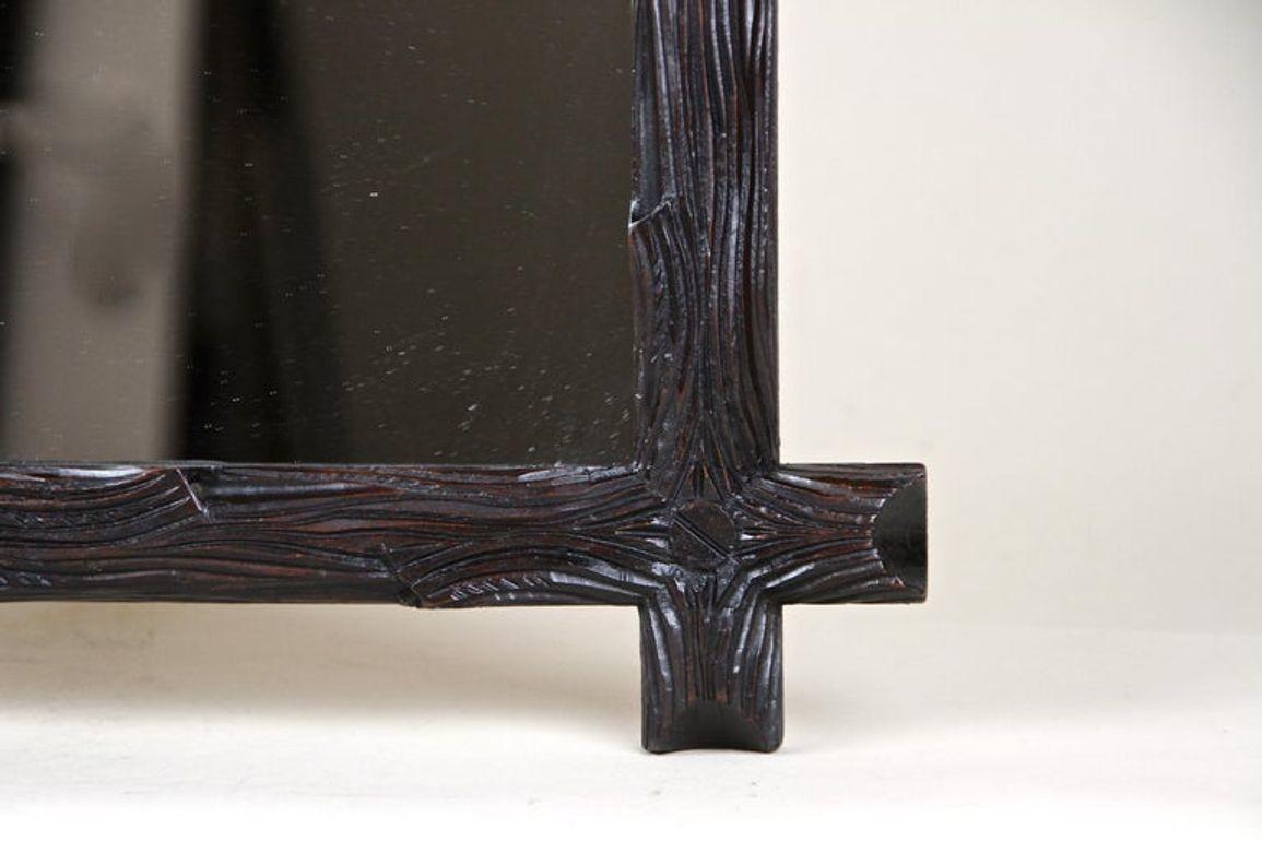 Espejo Rústico de Pared Black Forest del Siglo XIX - Tallado a Mano, Austria circa 1880 en Bueno estado para la venta en Lichtenberg, AT