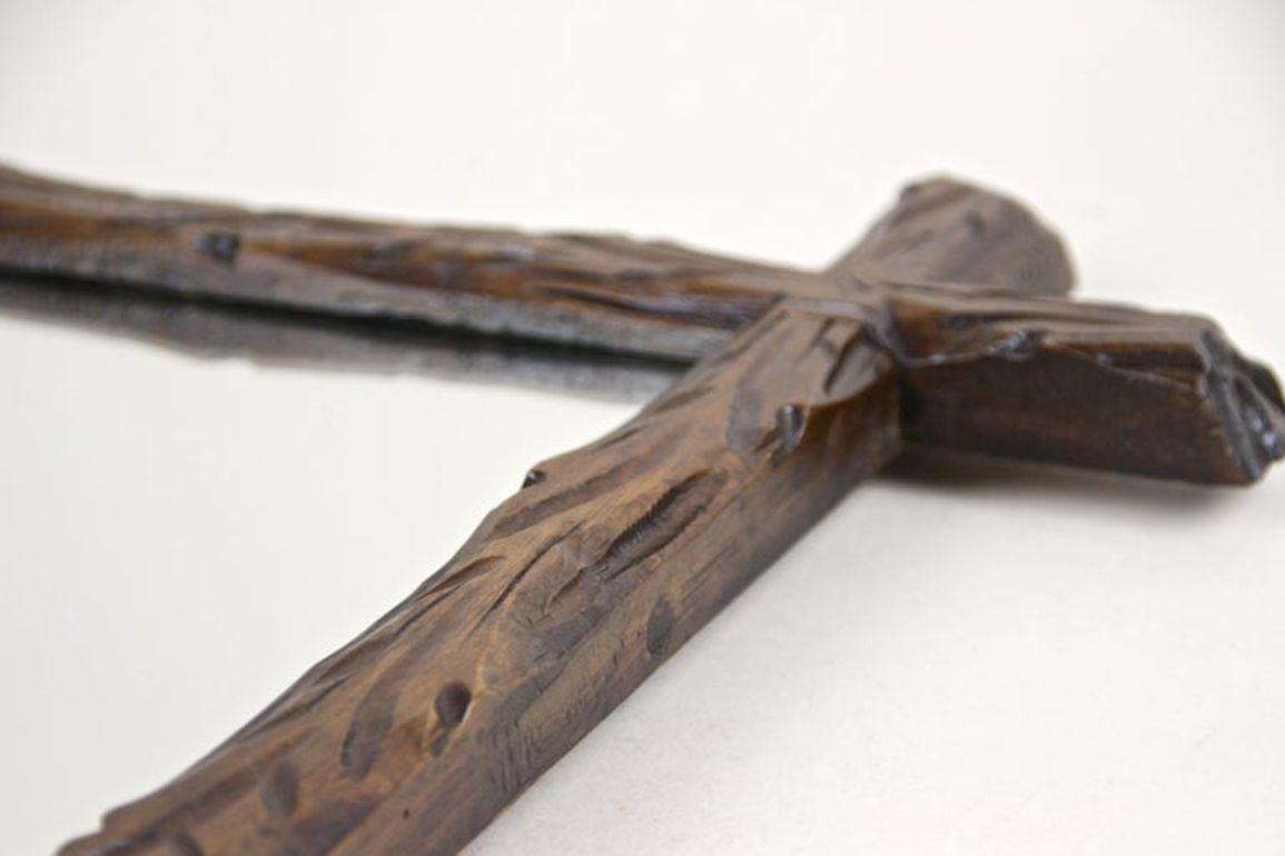 19th Century Rustic Black Forest Wall Mirror - Tree Trunk Design, AT ca. 1880 For Sale 11