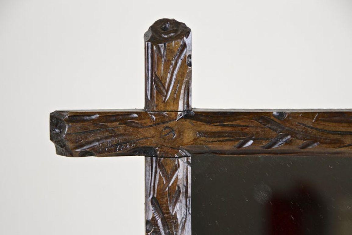 Austrian 19th Century Rustic Black Forest Wall Mirror - Tree Trunk Design, AT ca. 1880 For Sale