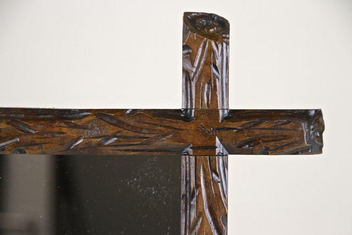 19th Century Rustic Black Forest Wall Mirror - Tree Trunk Design, AT ca. 1880 For Sale 1