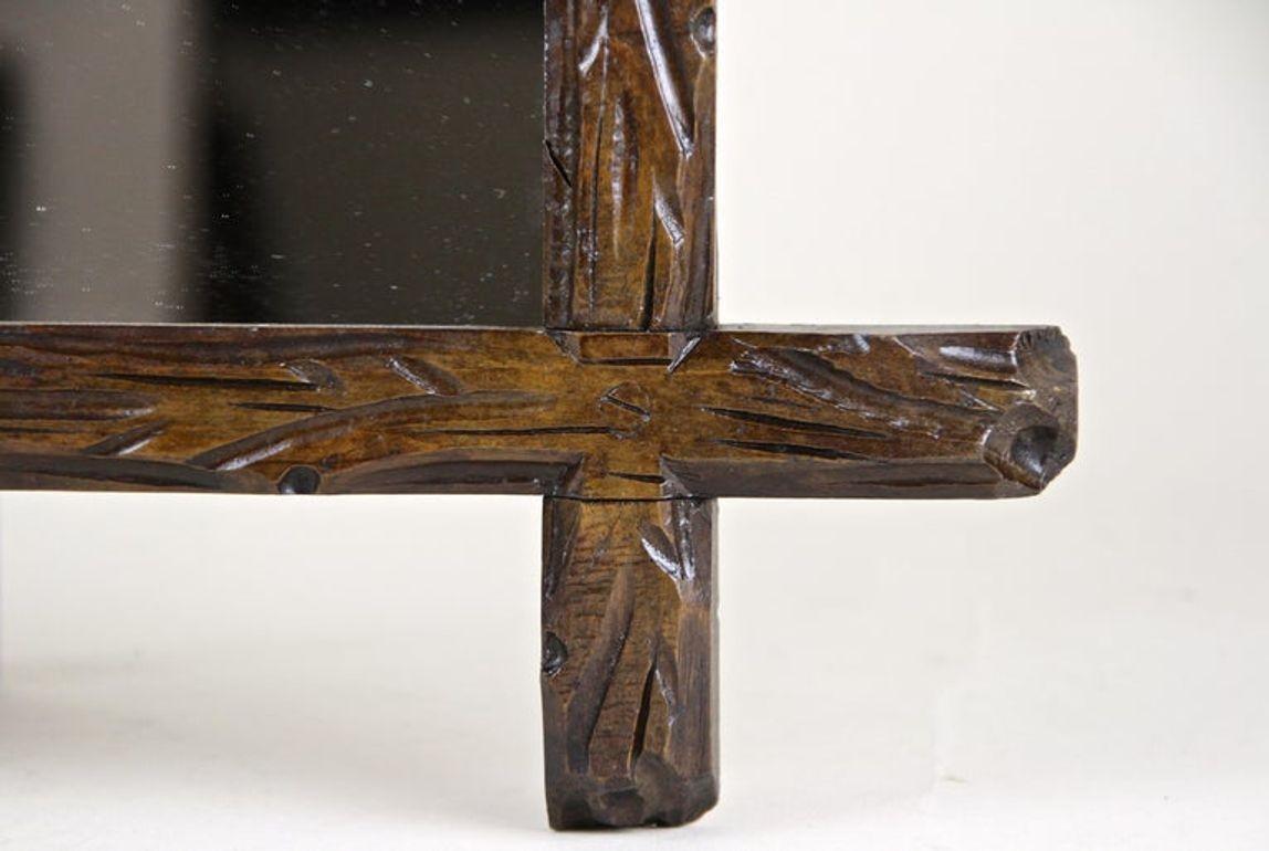 19th Century Rustic Black Forest Wall Mirror - Tree Trunk Design, AT ca. 1880 For Sale 2