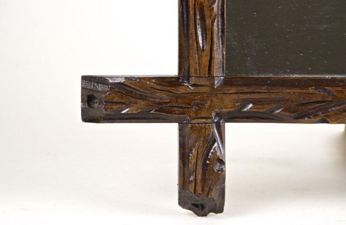19th Century Rustic Black Forest Wall Mirror - Tree Trunk Design, AT ca. 1880 For Sale 4