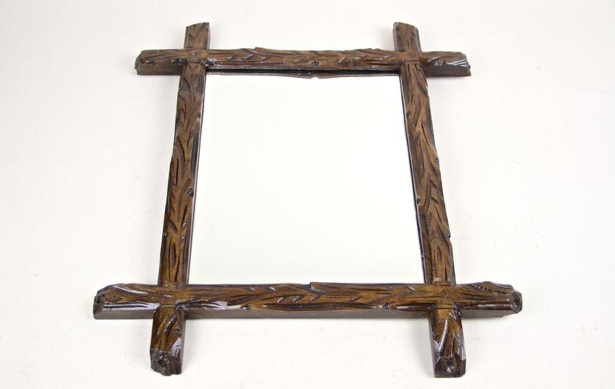 19th Century Rustic Black Forest Wall Mirror - Tree Trunk Design, AT ca. 1880 For Sale 5