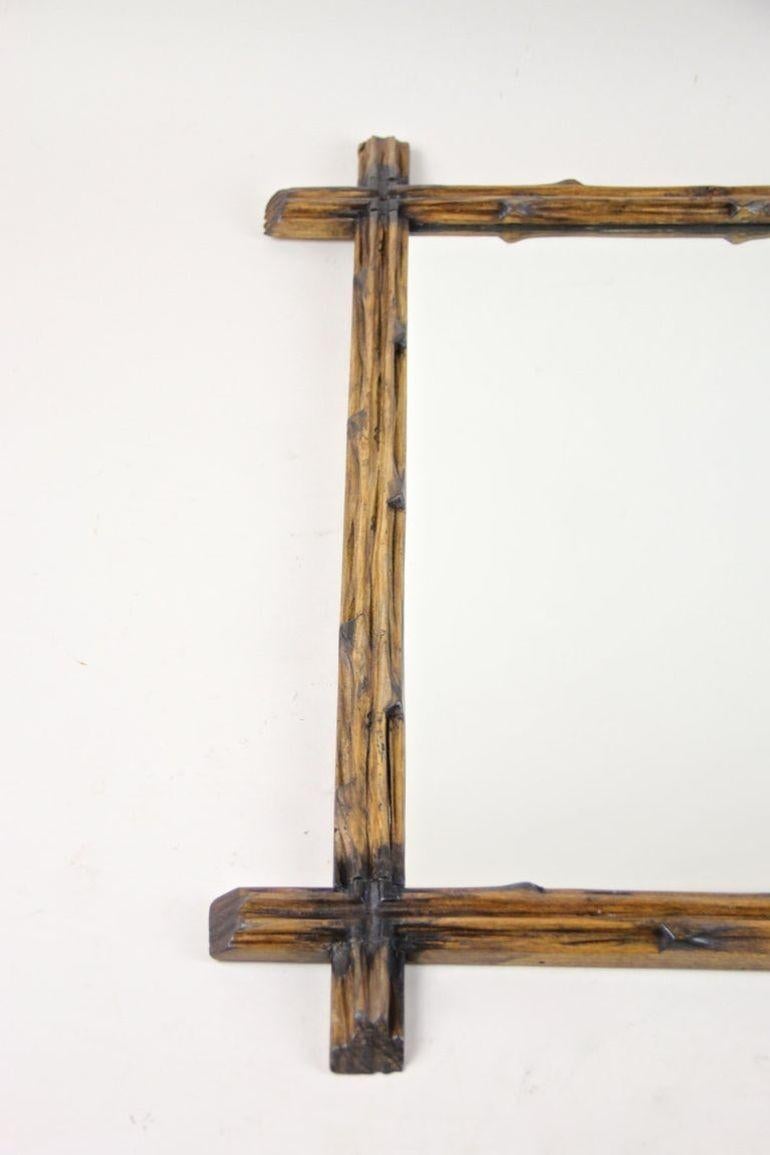 19th Century Rustic Black Forest Wall Mirror with Black Accents, AT, circa 1890 For Sale 7