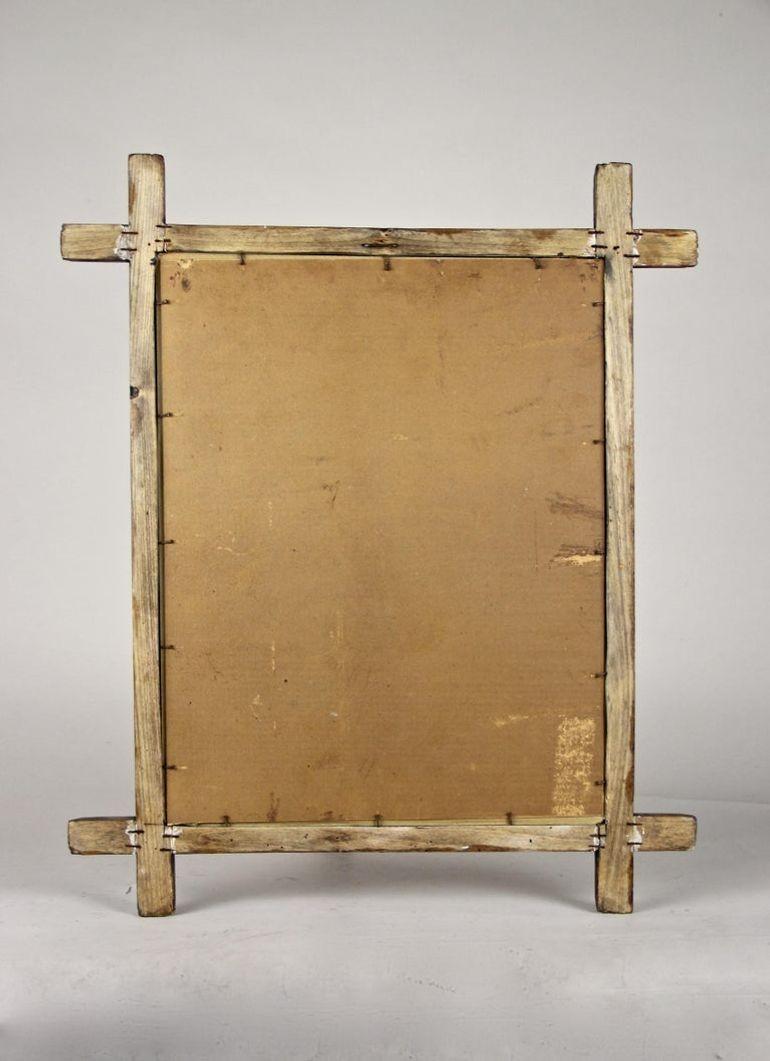 19th Century Rustic Black Forest Wall Mirror with Black Accents, AT, circa 1890 For Sale 12