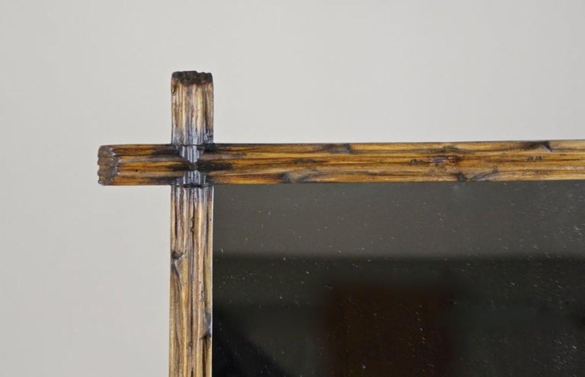 Austrian 19th Century Rustic Black Forest Wall Mirror with Black Accents, AT, circa 1890 For Sale