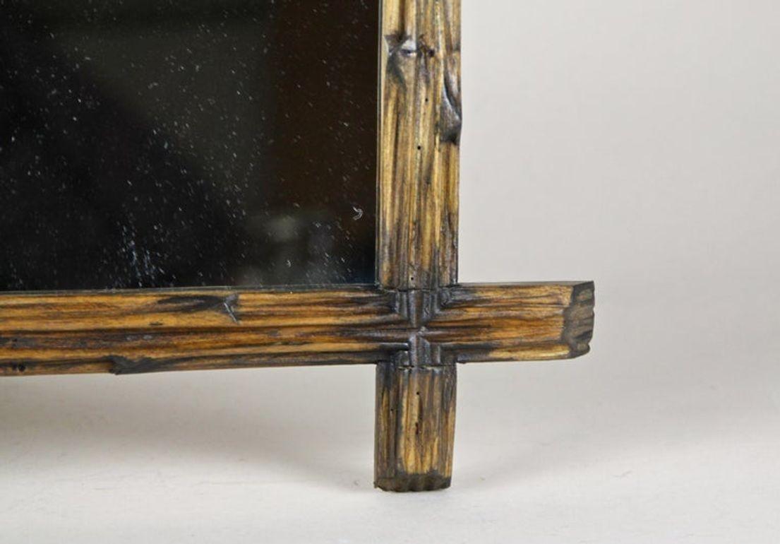 19th Century Rustic Black Forest Wall Mirror with Black Accents, AT, circa 1890 For Sale 2