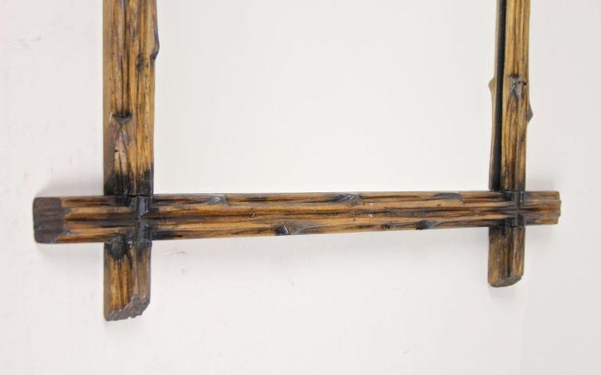 19th Century Rustic Black Forest Wall Mirror with Black Accents, AT, circa 1890 For Sale 4