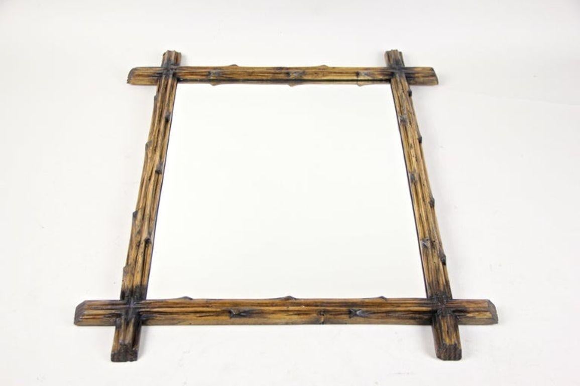 19th Century Rustic Black Forest Wall Mirror with Black Accents, AT, circa 1890 For Sale 5