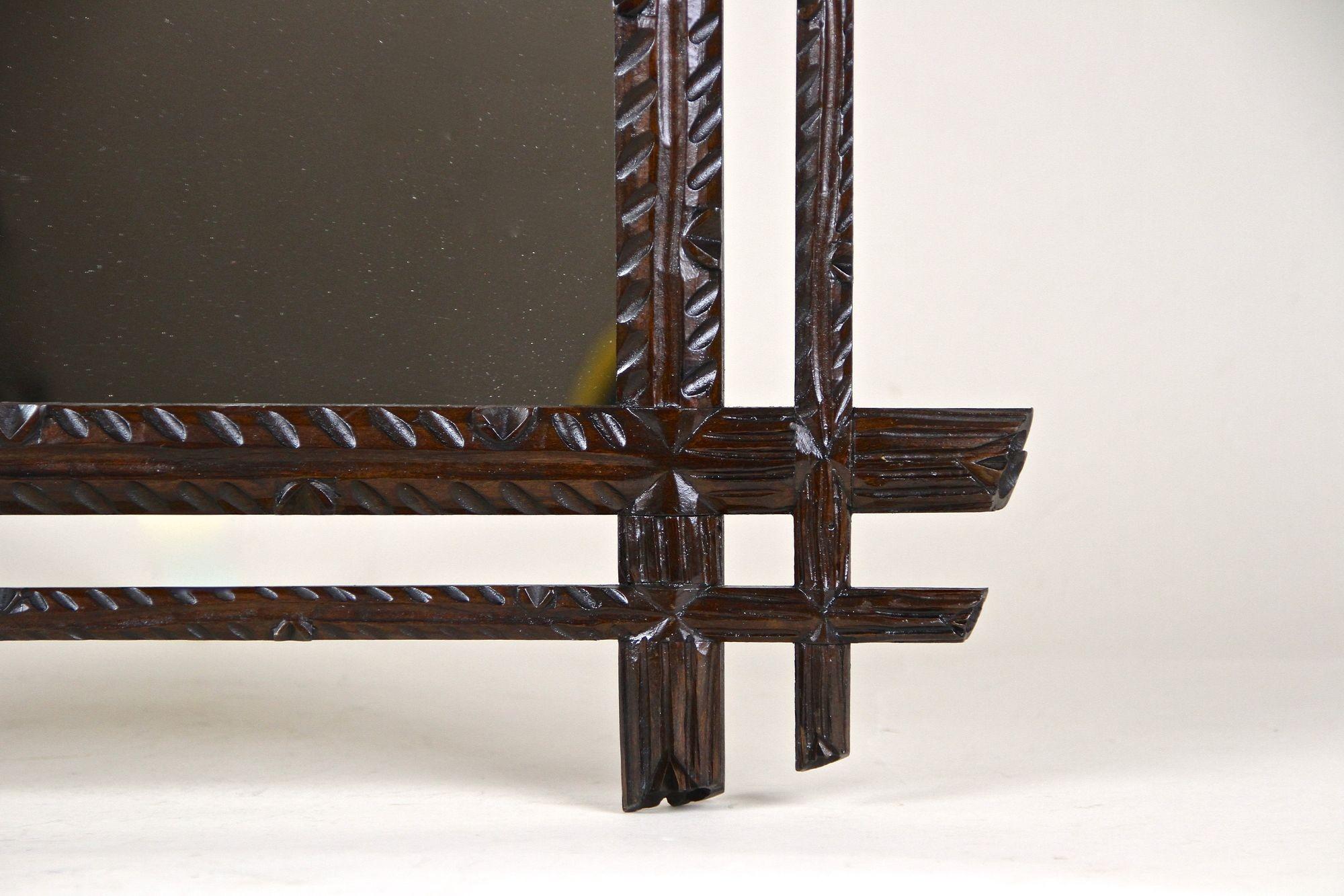 19th Century Rustic Black Forest Wall Mirror with Double Frame, AT circa 1890 For Sale 3