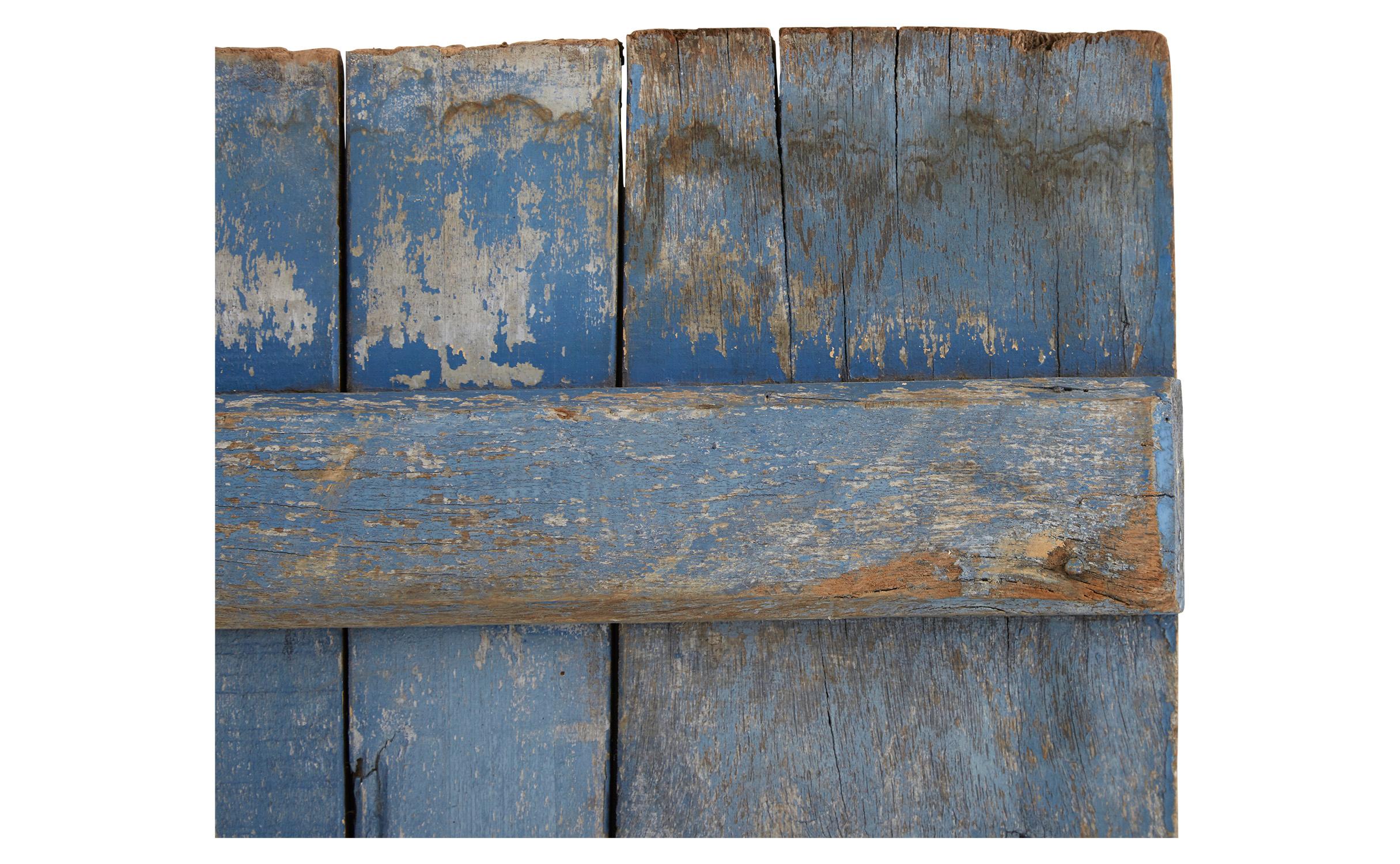 Painted 19th Century Rustic Blue Door with Original Iron Hardware