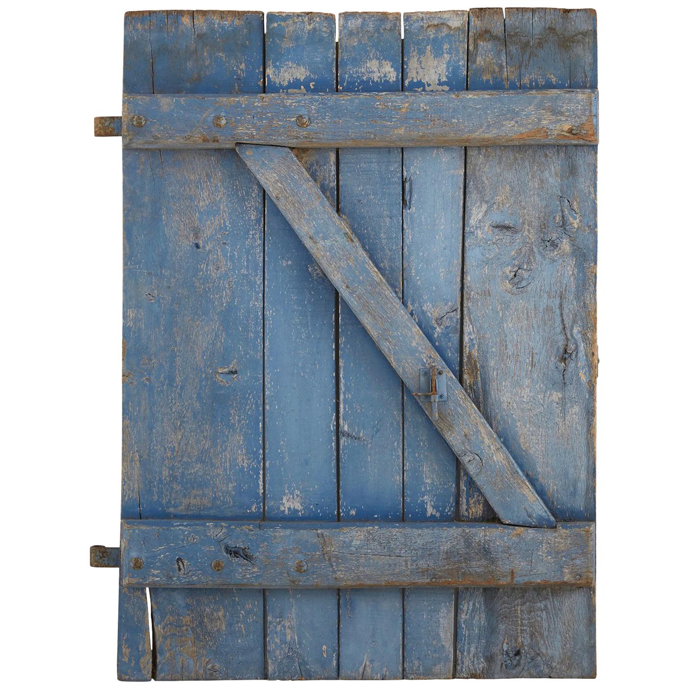 19th Century Rustic Blue Door with Original Iron Hardware