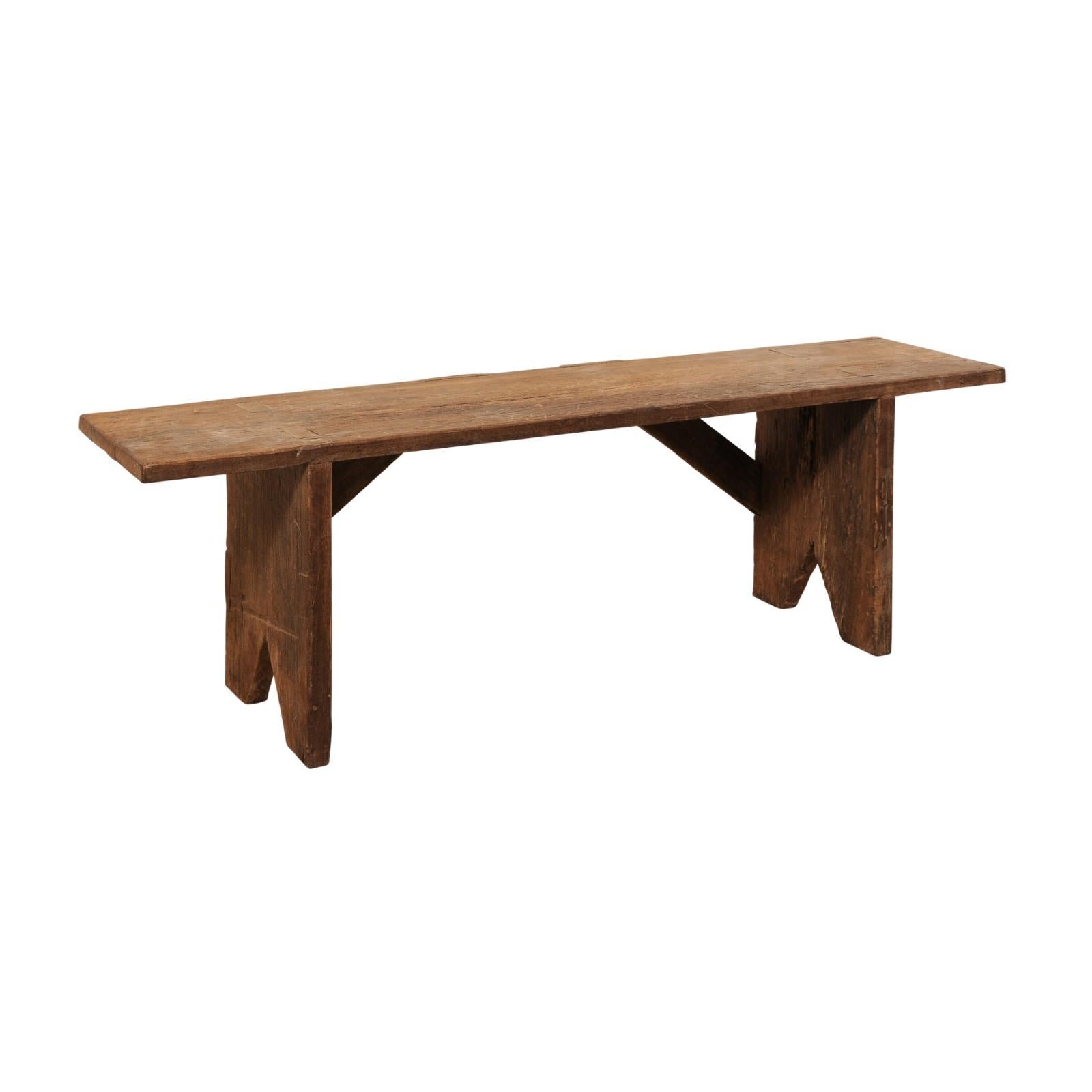 19th Century Rustic Brazilian Peroba Wood Bench