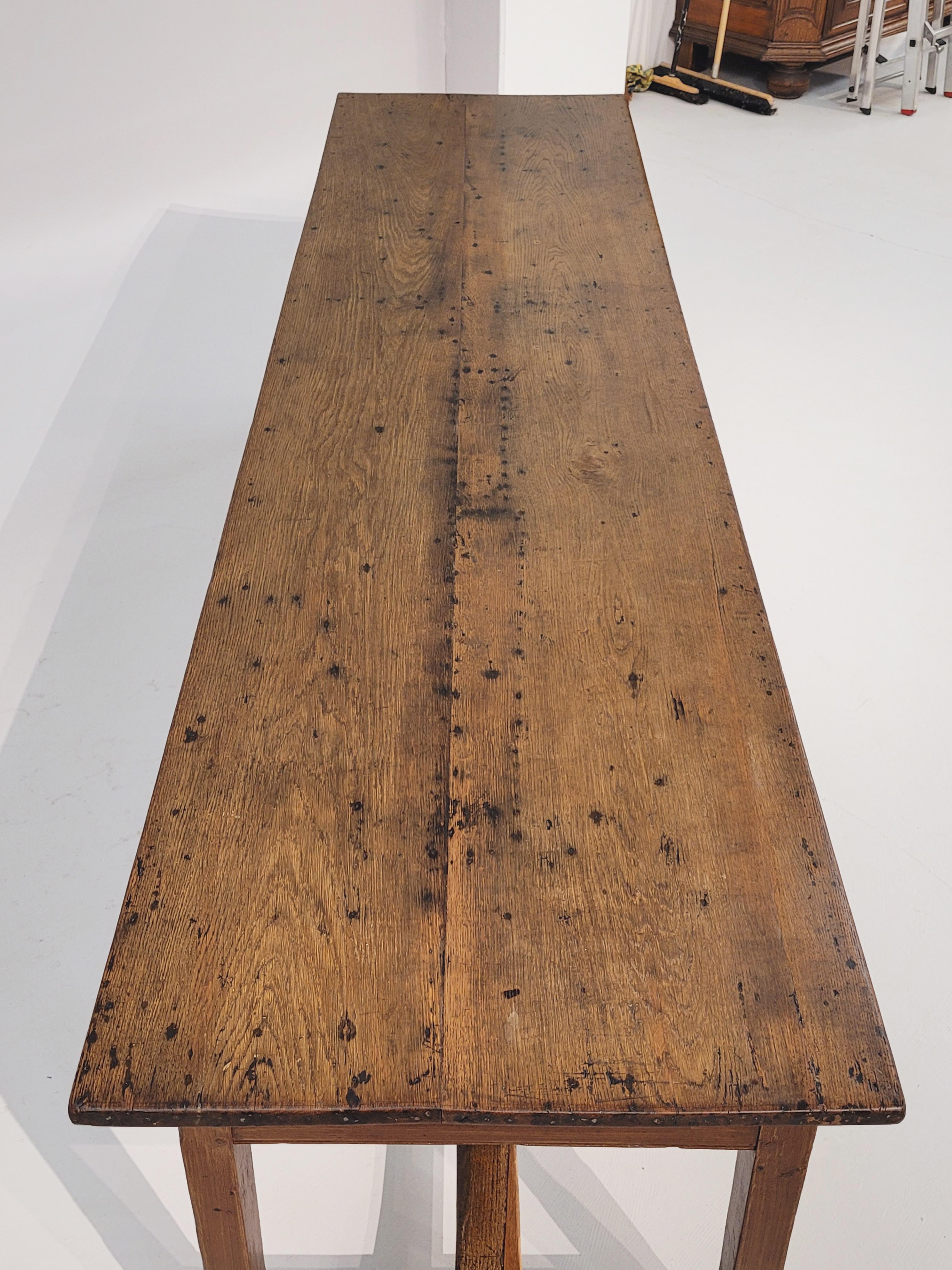 19th Century Rustic Brewery Table with Beautiful Patina, Oak, Northern Germany 7