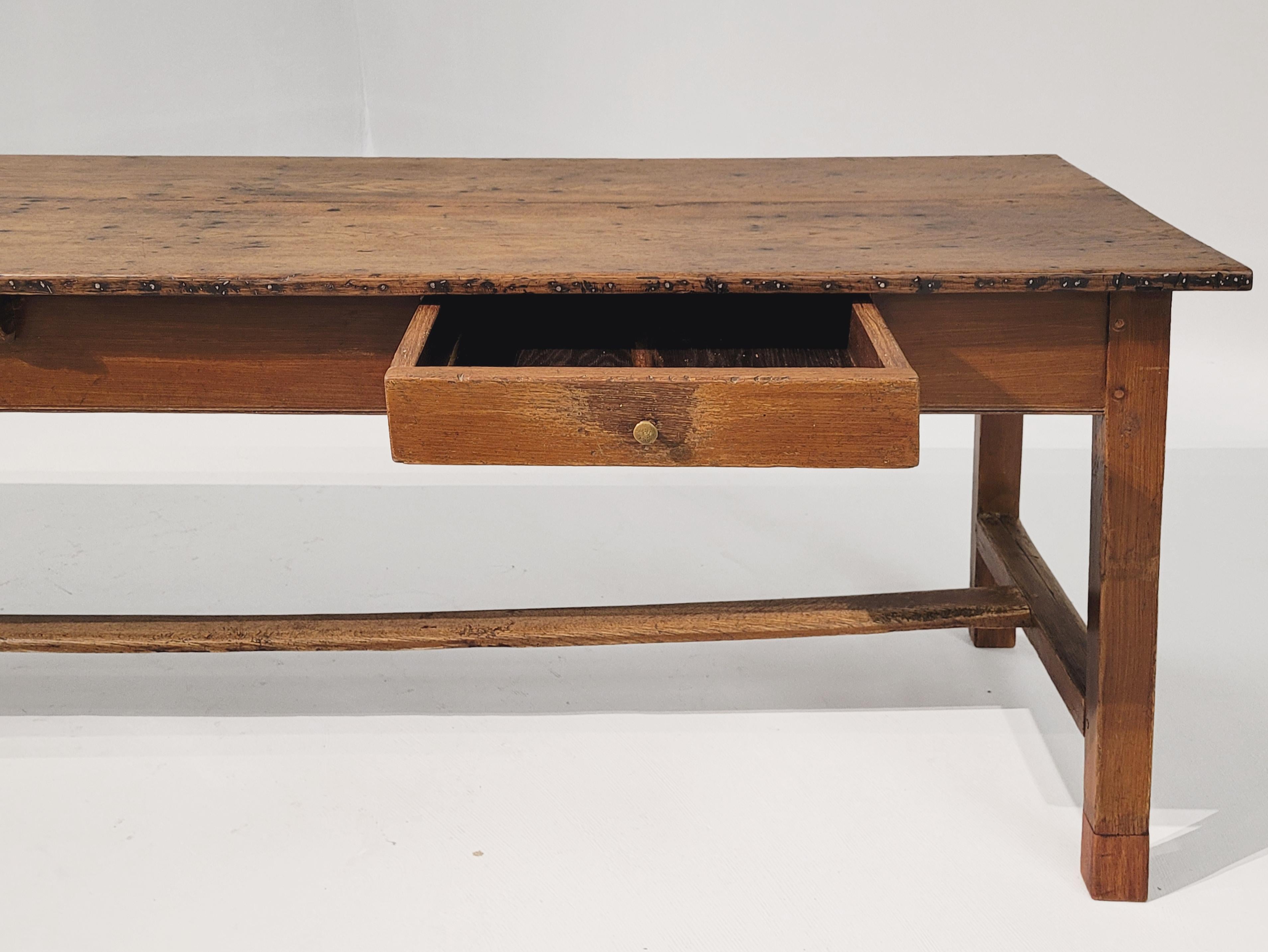 19th Century Rustic Brewery Table with Beautiful Patina, Oak, Northern Germany 4