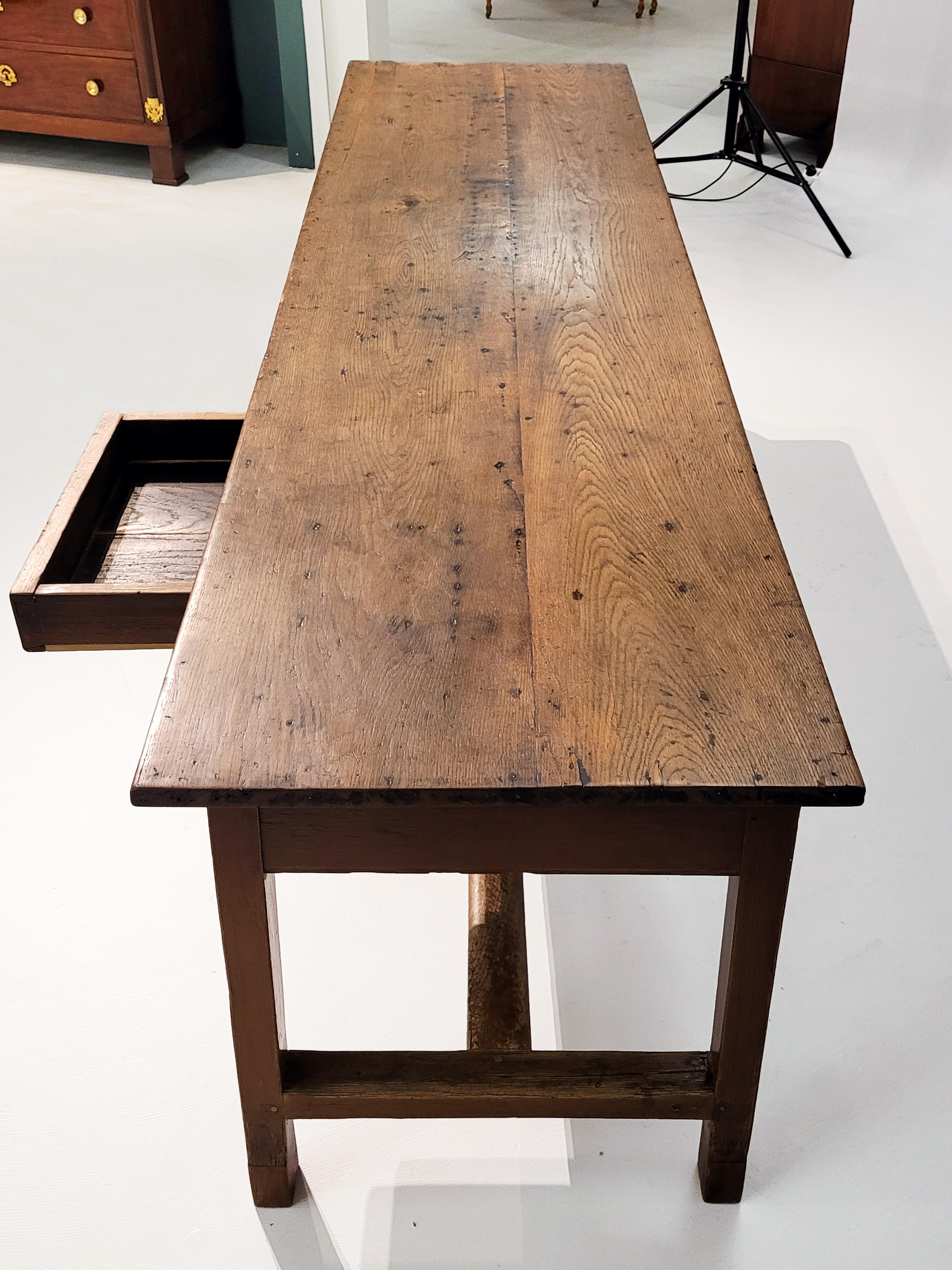 19th Century Rustic Brewery Table with Beautiful Patina, Oak, Northern Germany 5