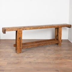 Table console d'établi de charpentier rustique du 19e siècle (France)