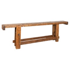 Table console d'établi de charpentier rustique du 19e siècle (France)