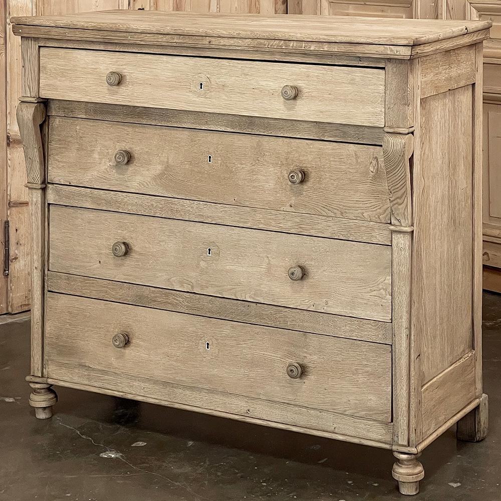 French 19th Century Rustic Charles X Commode ~ Chest of Drawers in Stripped Oak