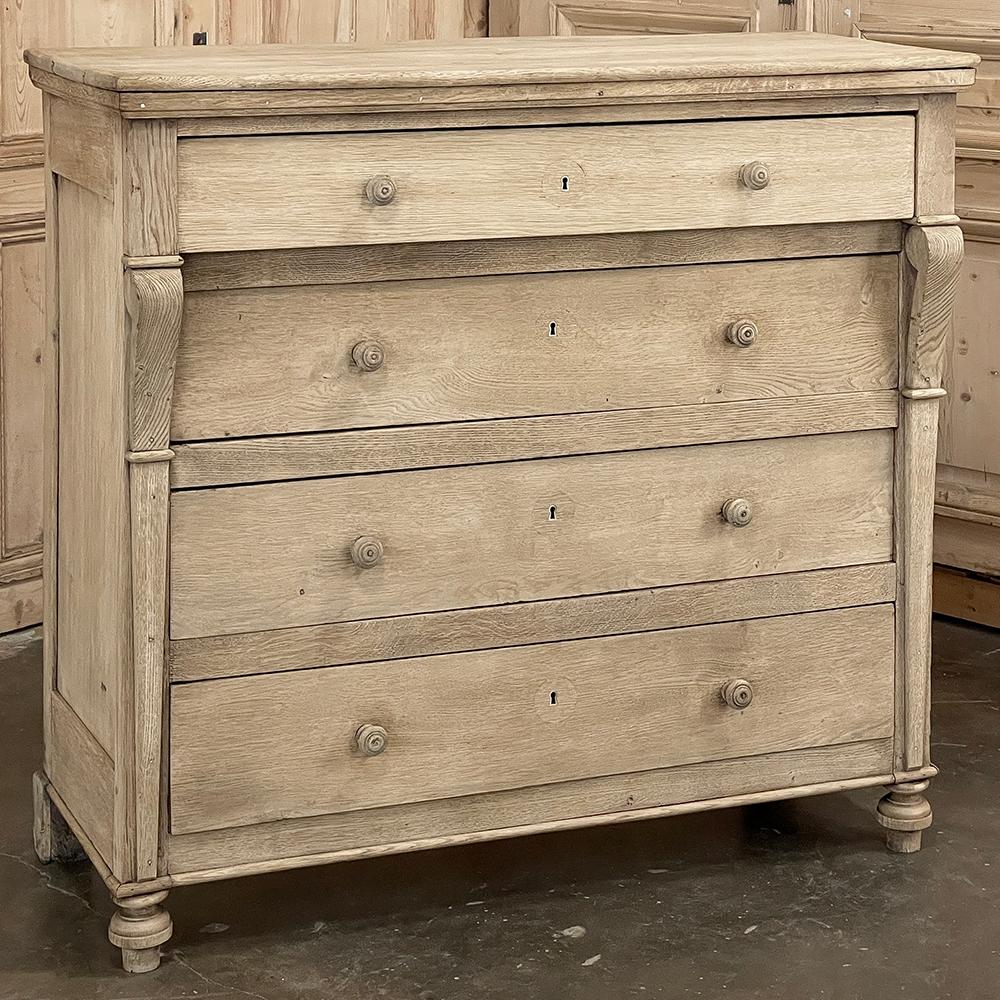 Hand-Crafted 19th Century Rustic Charles X Commode ~ Chest of Drawers in Stripped Oak