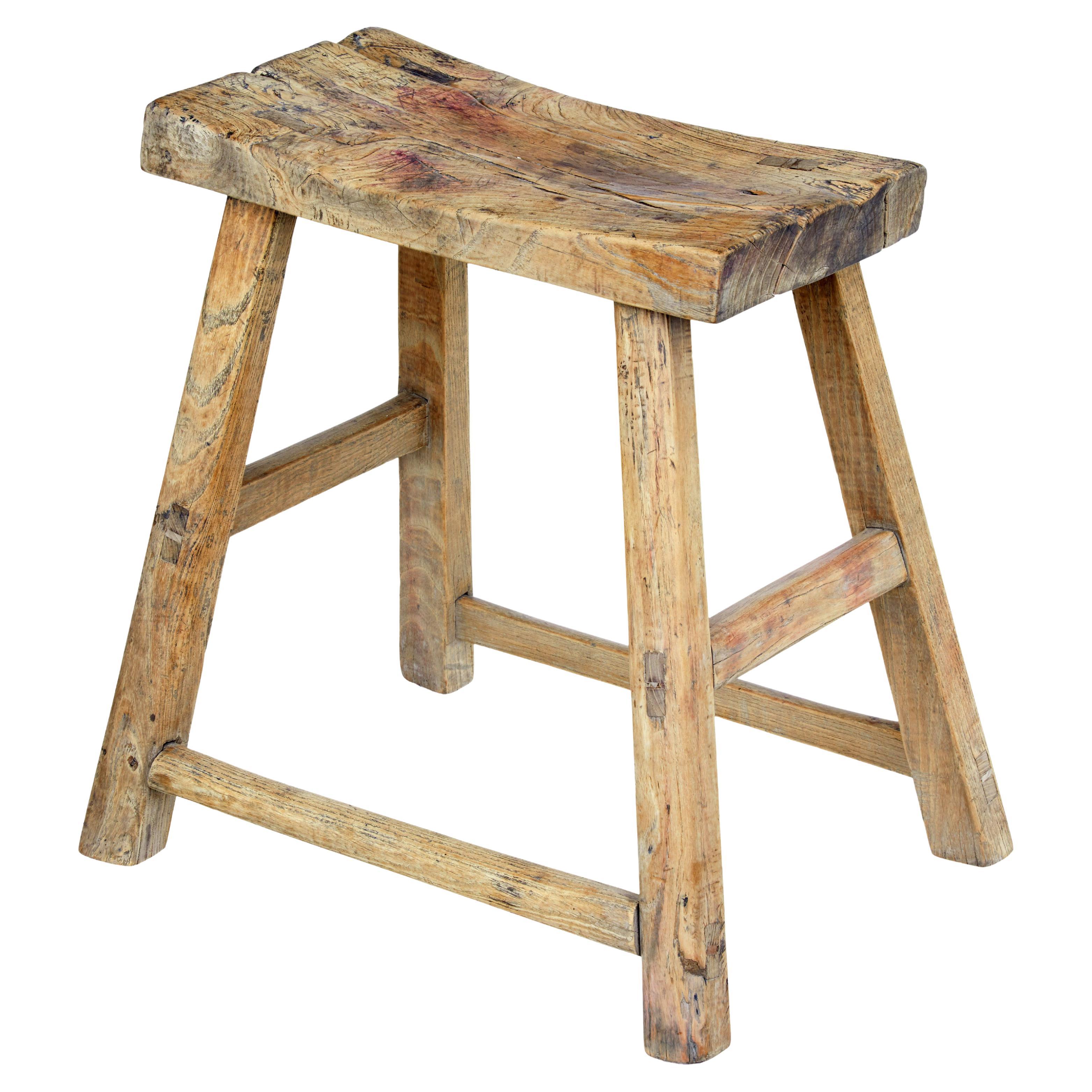 19th Century Rustic Chinese Hardwood Stool For Sale