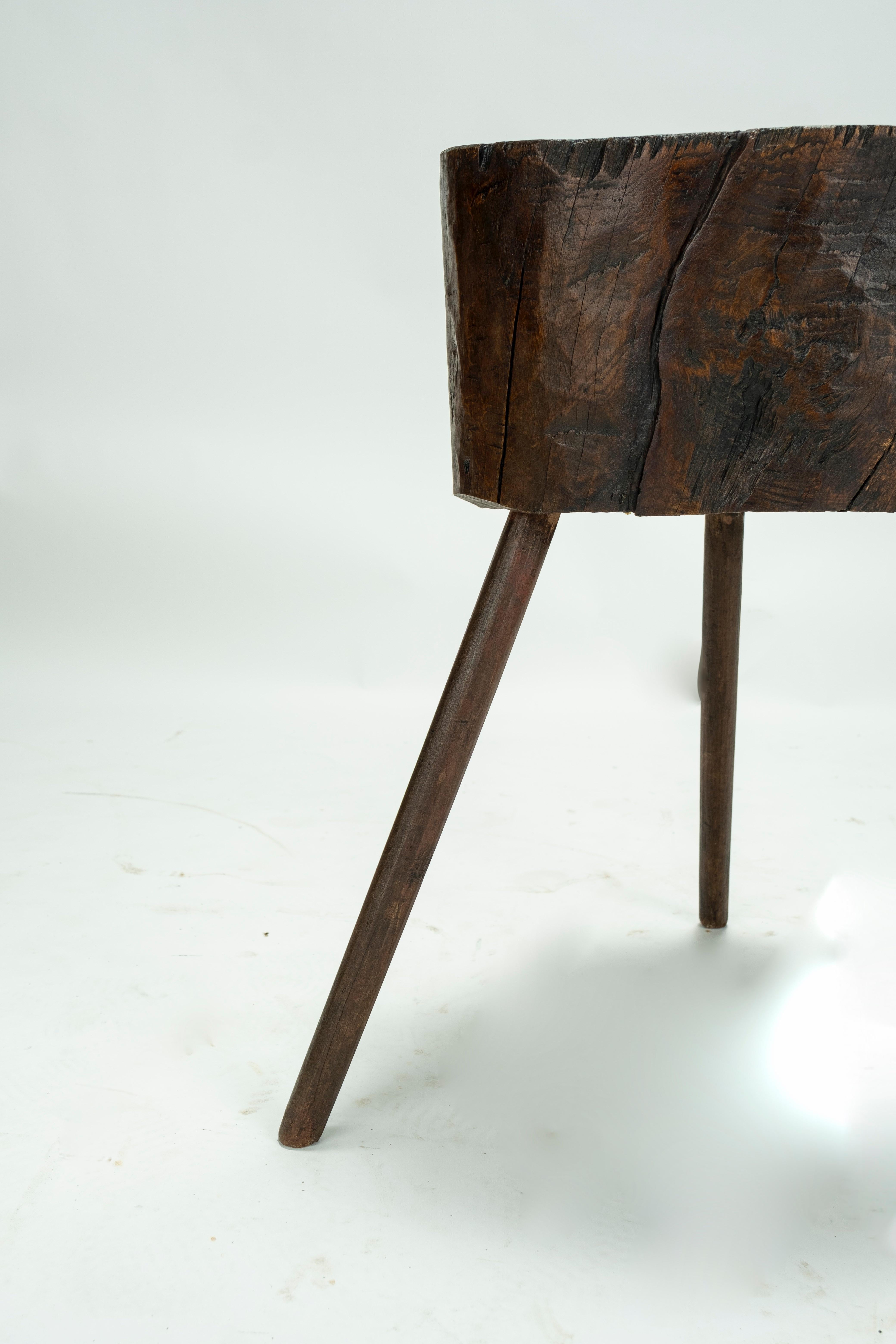 Châtaignier Table rustique à billot du 19e siècle en vente
